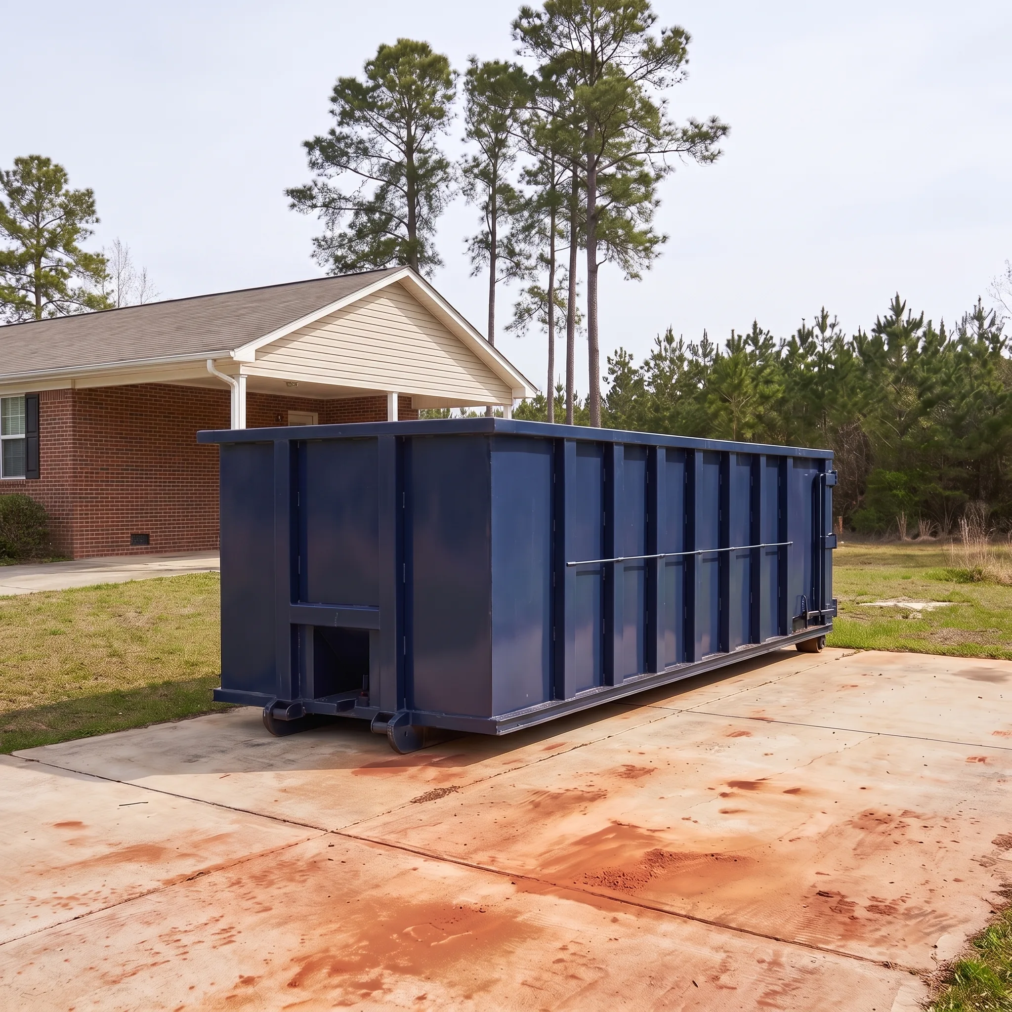 Roll-off dumpster on a Louisiana job site