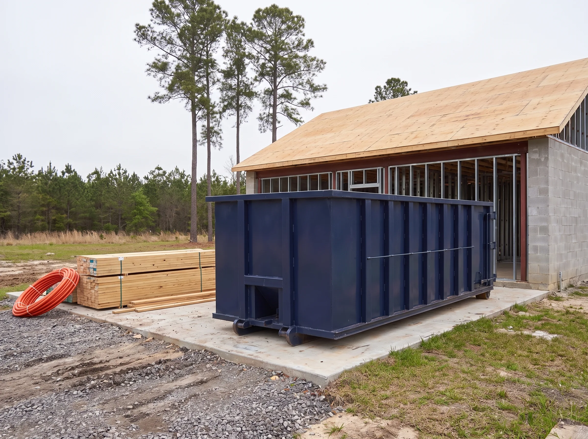 Roll-off dumpster being loaded in Louisiana