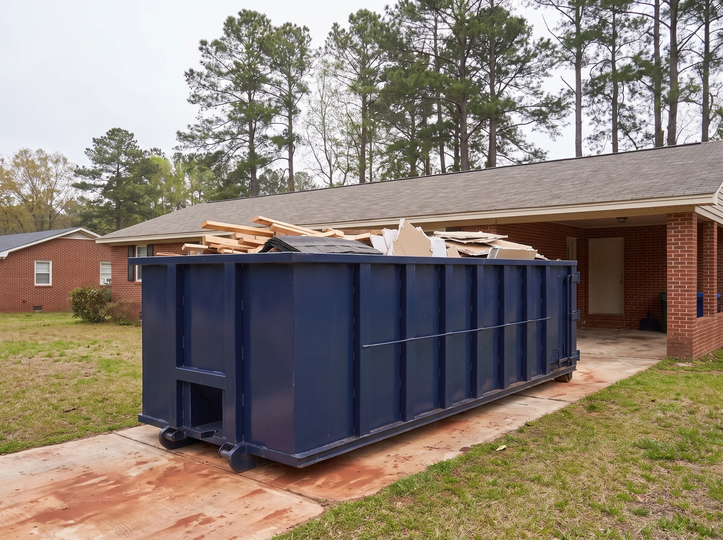 Roll-off dumpster being loaded in Assumption Parish, LA